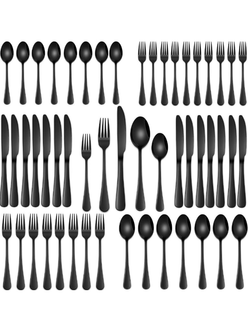 30-Piece Black Stainless Steel Flatware Set for 6 | Durable Cutlery for Home
